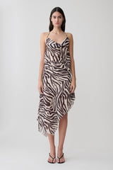 Lana Low Back Chiffon Top - Abstract Zebra Print