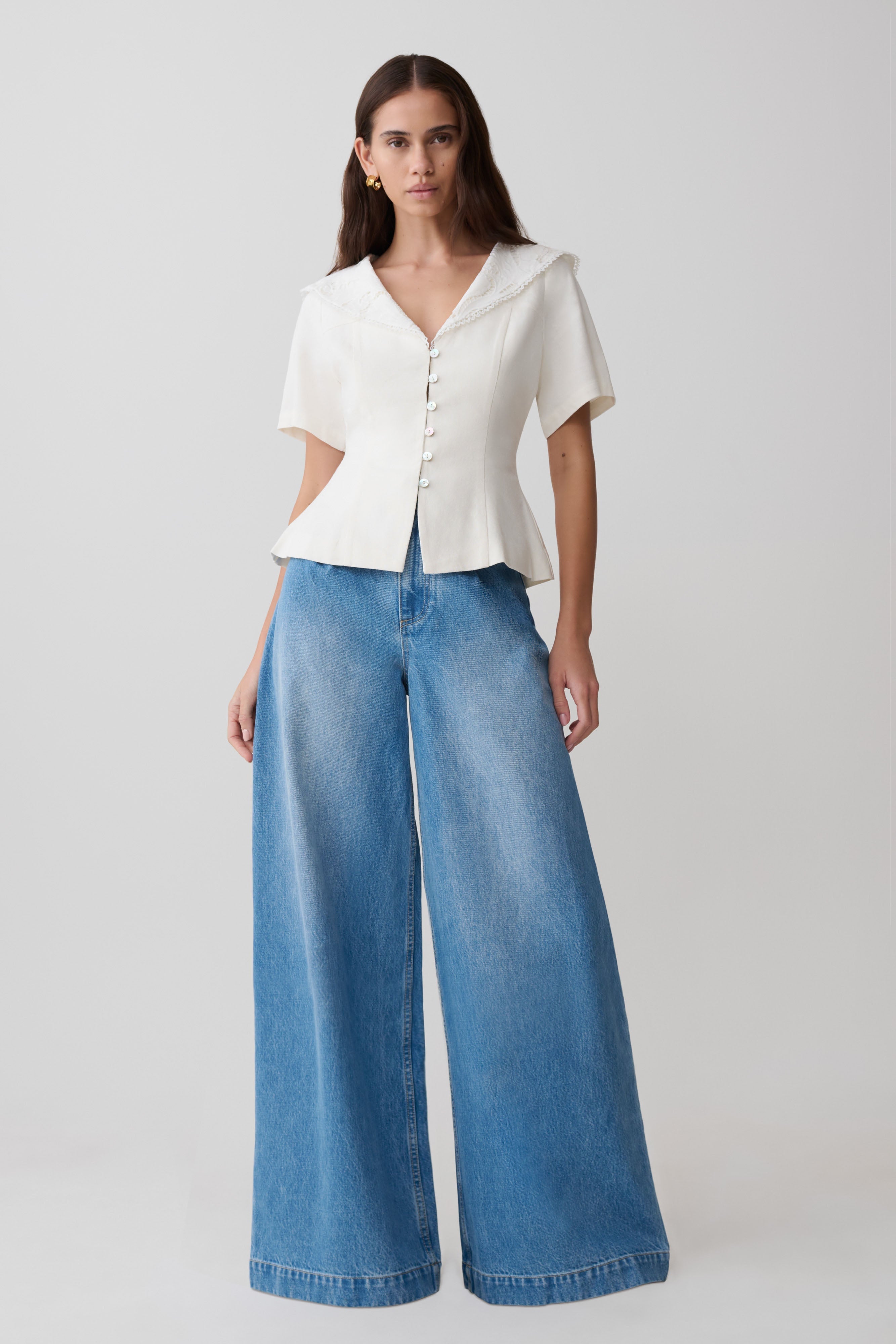 Bobby Oversized Jean With Front Pleat - Summer Blue