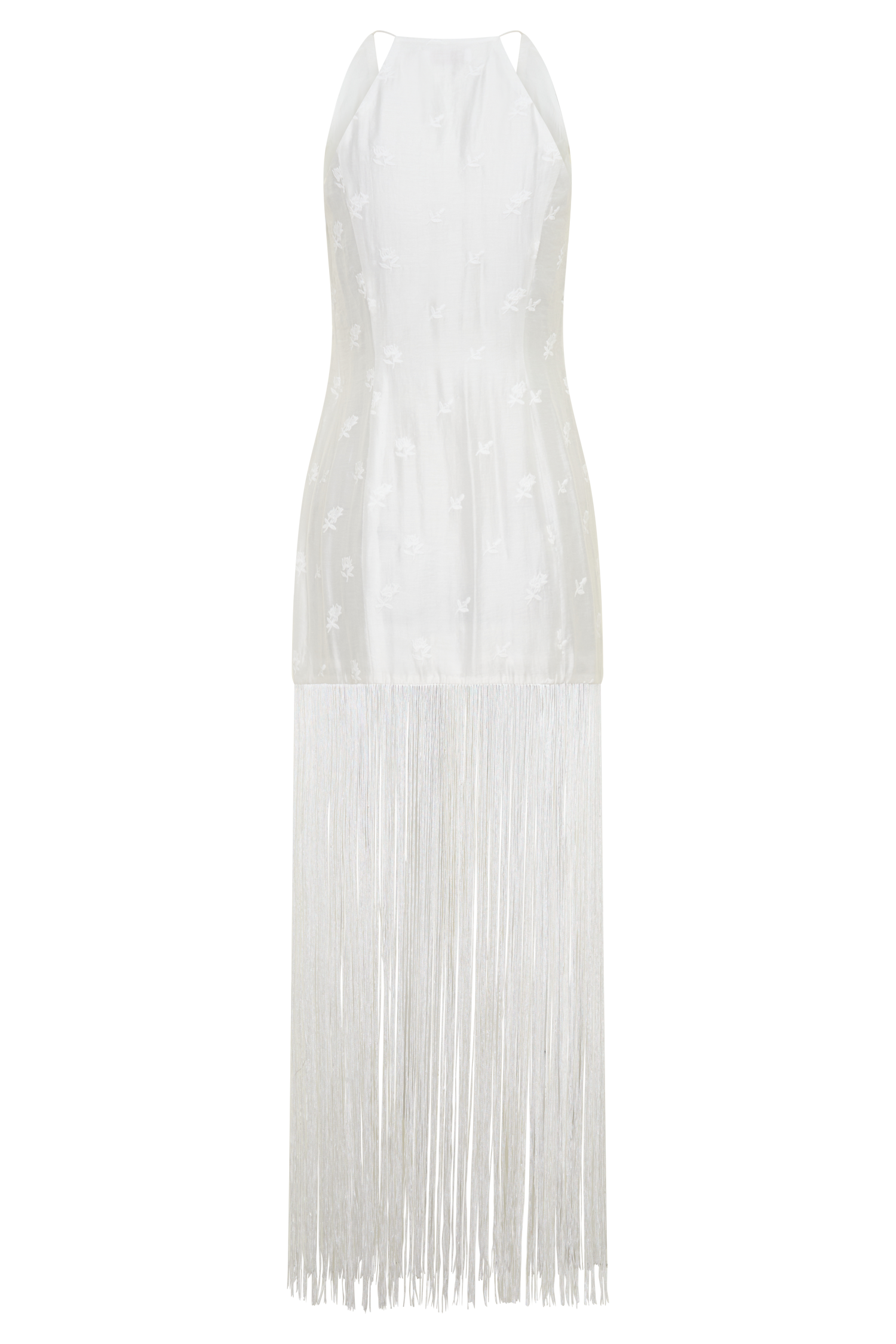 Abigail V Neck Fringe Maxi Dress - White