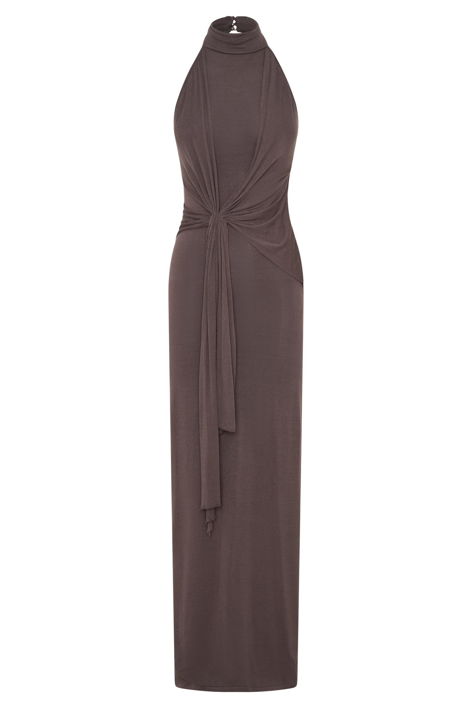 Cindylou Halter Knit Maxi Dress - Peppercorn