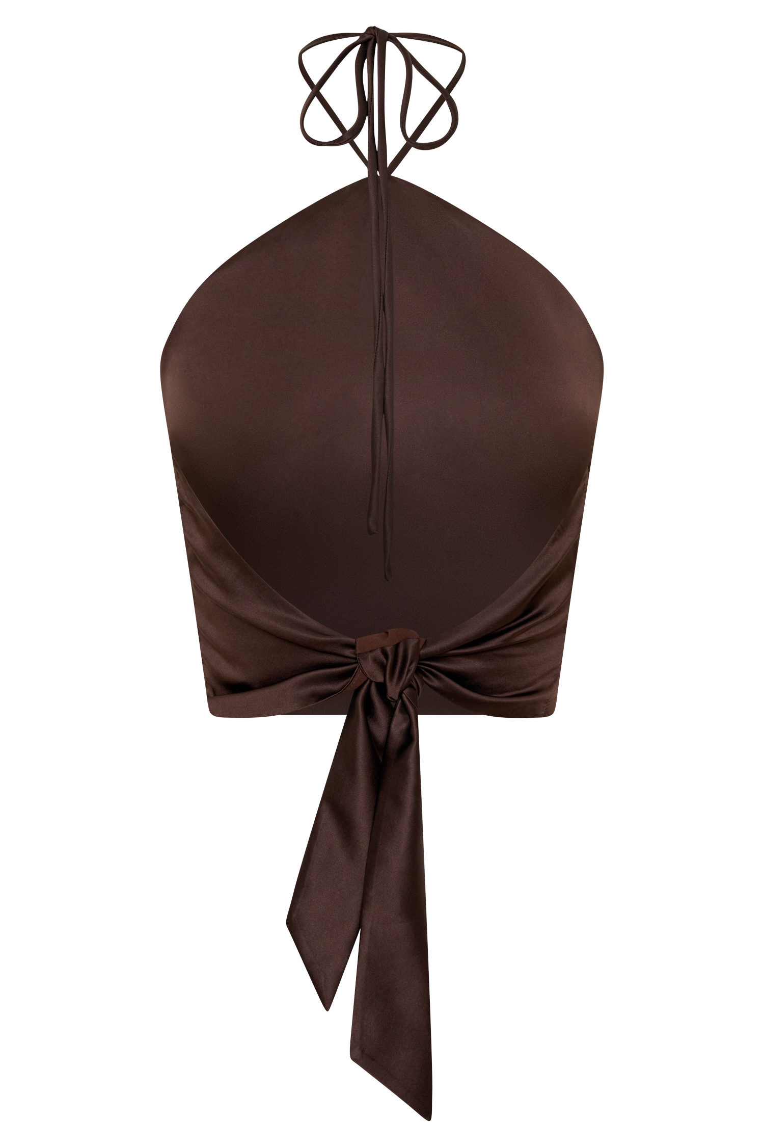 Mariana Halter Silk Blend Sleeveless Top - Dark Chocolate